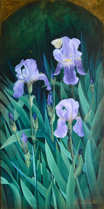 Painting titled "Iris Pallida" by Cinzia Marotta, Original Artwork, Oil
