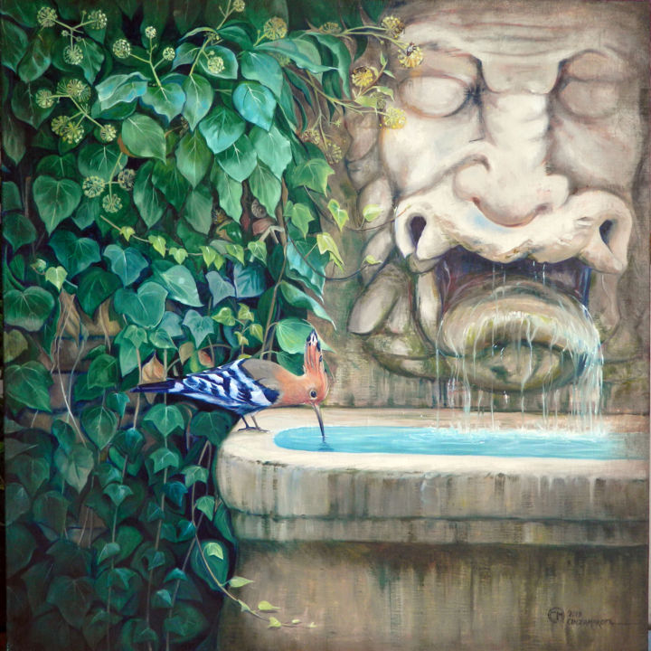 Pintura intitulada "Big Mask Fountain" por Cinzia Marotta, Obras de arte originais, Óleo