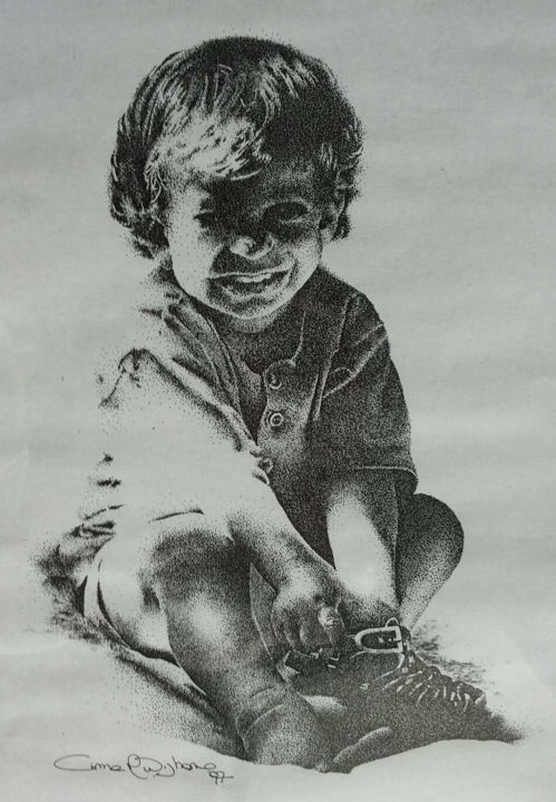 Drawing titled "Ermanno" by Cinzia Rutigliano, Original Artwork, Ink