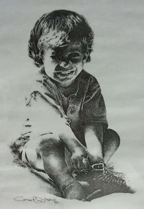 Disegno intitolato "Ermanno" da Cinzia Rutigliano, Opera d'arte originale, Inchiostro