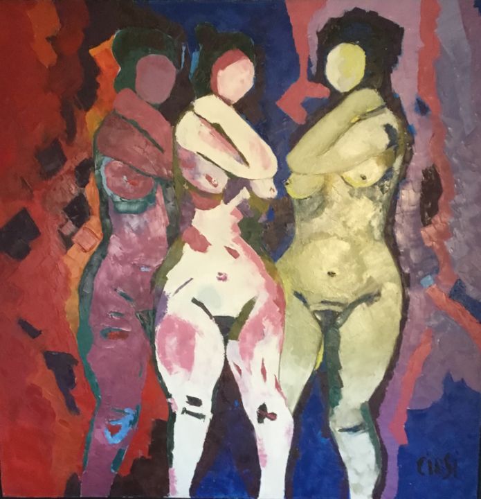 Peinture intitulée "Nues" par Nicole Ciosi, Œuvre d'art originale, Huile