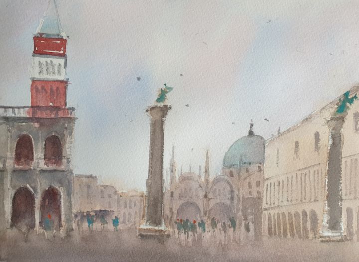 "Venice San Marco Do…" başlıklı Tablo Cihan Polat tarafından, Orijinal sanat, Suluboya