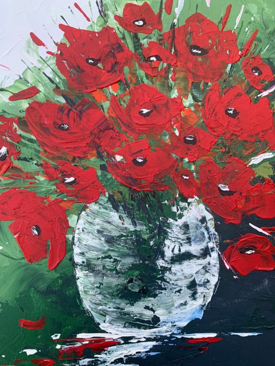 Painting titled "Poppies" by Bianca Cirlejan, Original Art, Acrylic