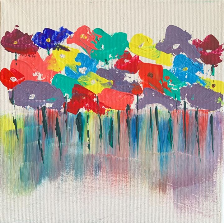 Painting titled "Flower power" by Bianca Cirlejan, Original Art, Acrylic