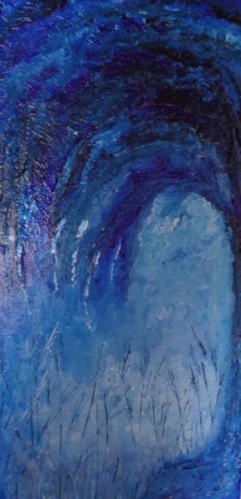 Peinture intitulée "LE SAULE BLEU" par Cisa, Œuvre d'art originale,