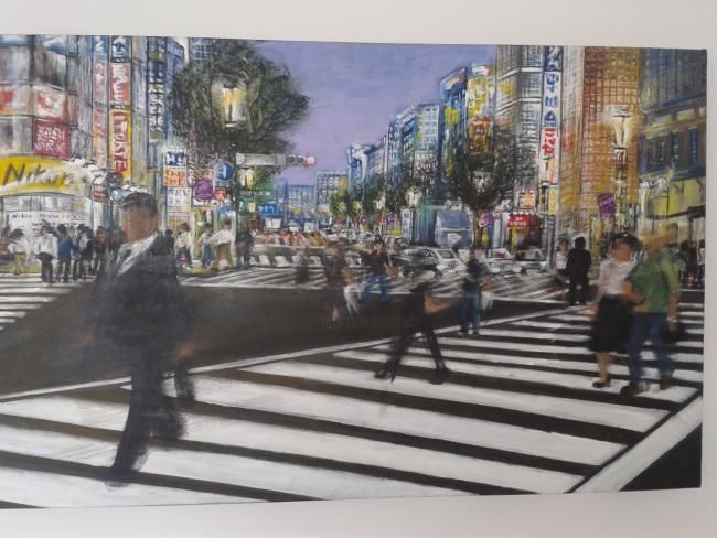 Painting titled "Ginza district" by Silaverde, Original Artwork