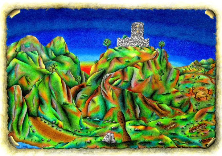 il sentiero degli hirpini Disegno 35x50 cm ©2014 da Cizzart Colori