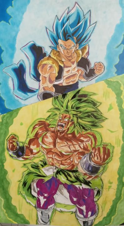 Drawing titled "Gogeta SSB and Brol…" by Noah Jackson, Original Artwork, Graphite