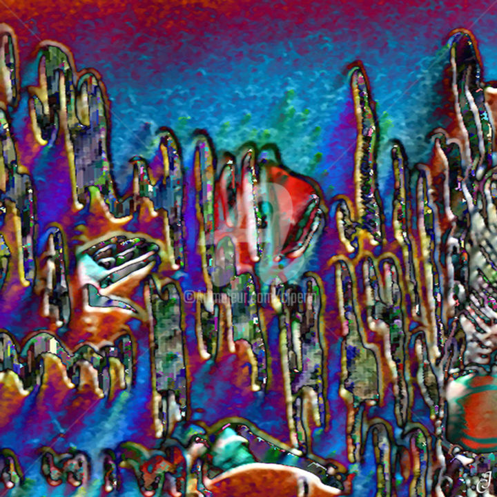 Digital Arts titled "Vie des coraux" by Cj Perin, Original Artwork, Digital Painting