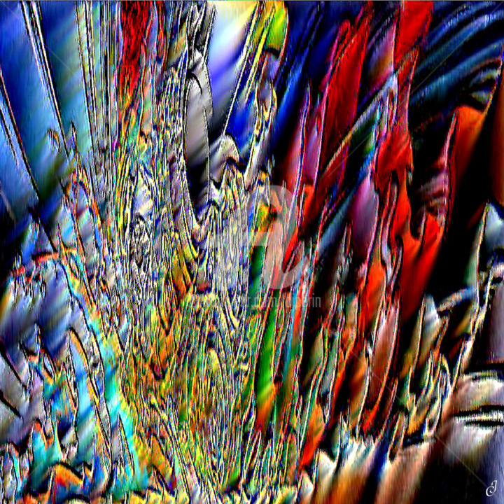 Digitale Kunst mit dem Titel "Géode polychrome" von Cj Perin, Original-Kunstwerk, Digitale Malerei