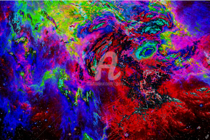 Arts numériques intitulée "fureur céleste" par Cj Perin, Œuvre d'art originale, Peinture numérique