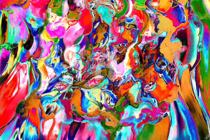 Digital Arts titled "Composition florale" by Cj Perin, Original Artwork, Digital Painting