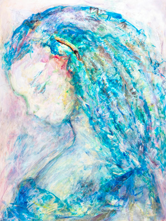Painting titled "Princess Blue" by Caren Keyser, Original Art, Acrylic