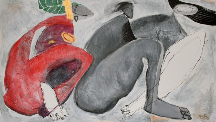 Malerei mit dem Titel "The Three Graces 20…" von Jiri Havlik, Original-Kunstwerk, Acryl