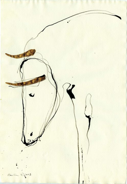 Drawing titled "The Bull II." by Jiri Havlik, Original Artwork, Ink