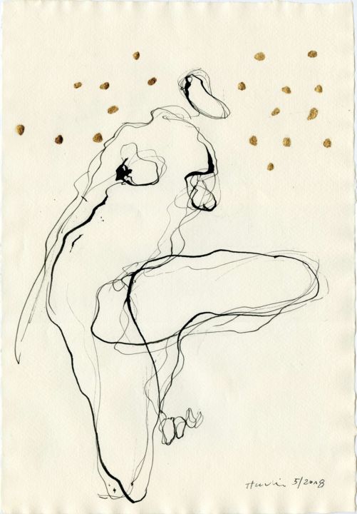 "Nude B." başlıklı Resim Jiri Havlik tarafından, Orijinal sanat, Mürekkep