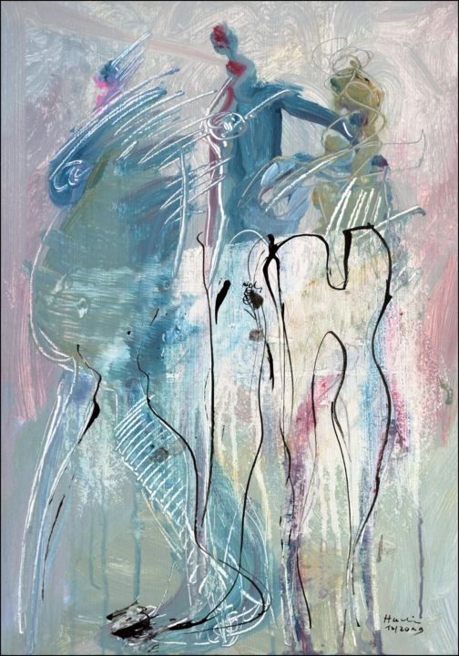 Malerei mit dem Titel "Ladies of the Lake" von Jiri Havlik, Original-Kunstwerk, Acryl