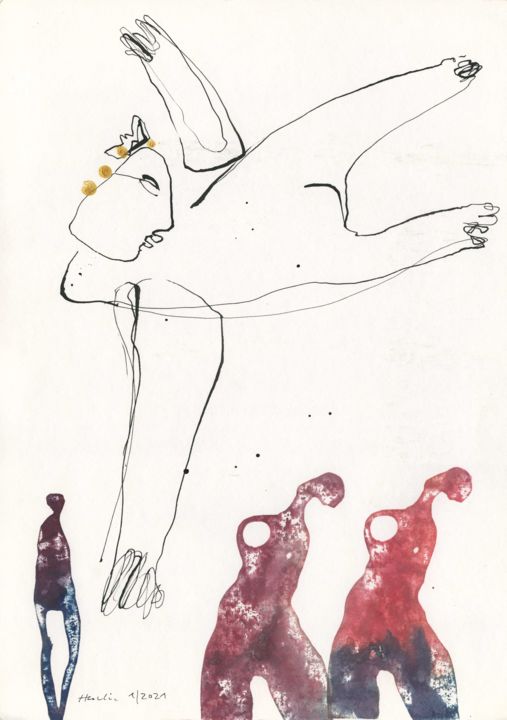 Disegno intitolato "Angel Among Us" da Jiri Havlik, Opera d'arte originale, Acrilico