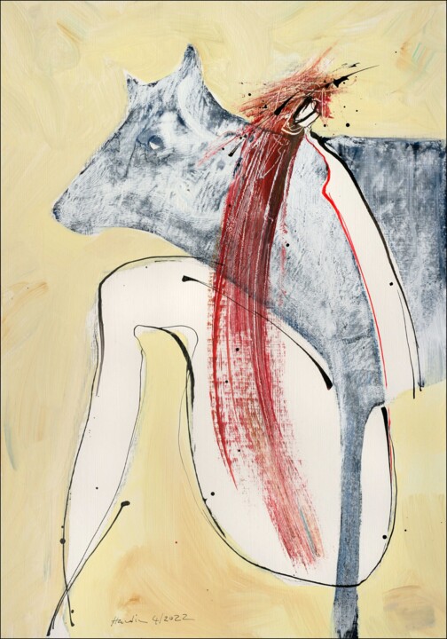 Painting titled "Her Dog" by Jiri Havlik, Original Artwork, Acrylic
