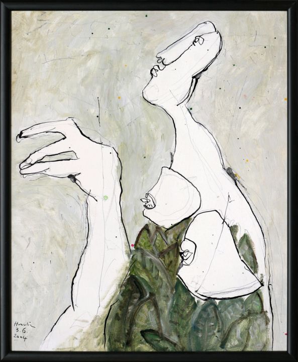 Картина под названием "M." - Jiri Havlik, Подлинное произведение искусства, Чернила