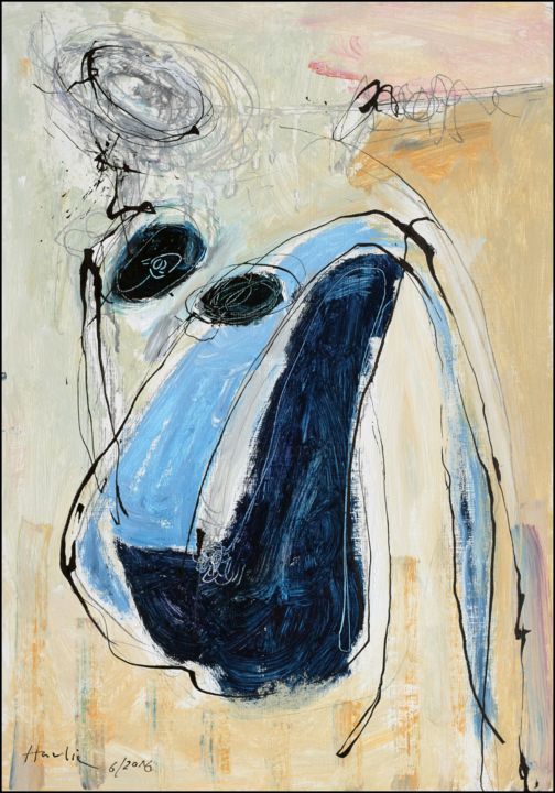 Painting titled "My Blue Lady" by Jiri Havlik, Original Artwork, Acrylic