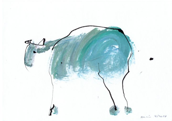 Drawing titled "Sheep" by Jiri Havlik, Original Artwork, Ink