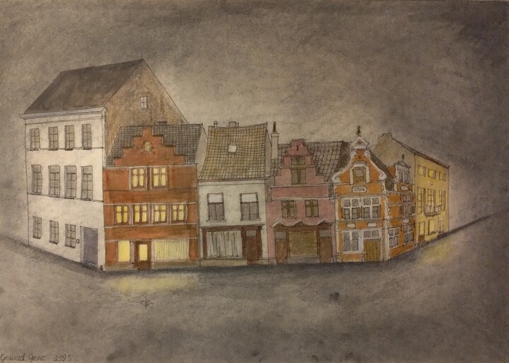 Tekening getiteld "Gent, Gewad anno 19…" door Cla Portraits, Origineel Kunstwerk, Pastel