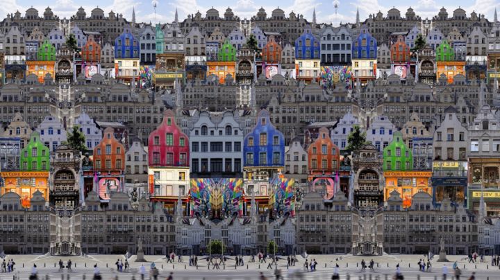 Digitale Kunst getiteld "BRUXELLES old city" door Gaudi .C, Origineel Kunstwerk, 2D Digital Work