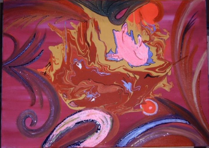 Peinture intitulée "naissance" par Clacla, Œuvre d'art originale, Huile
