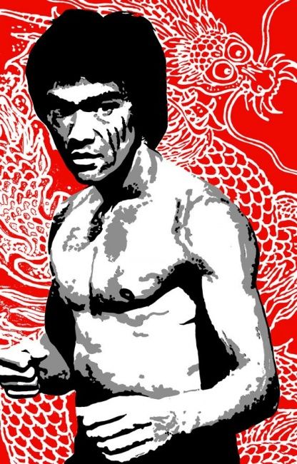 Peinture intitulée "Bruce Lee" par B. Cladères, Œuvre d'art originale, Huile