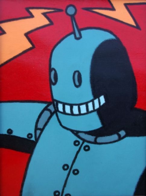 Peinture intitulée "Robot 1" par B. Cladères, Œuvre d'art originale, Huile