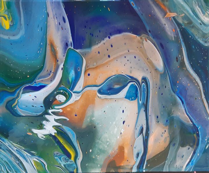 Peinture intitulée "fond-marin-anguille…" par Clair De Perle Créations, Œuvre d'art originale, Acrylique