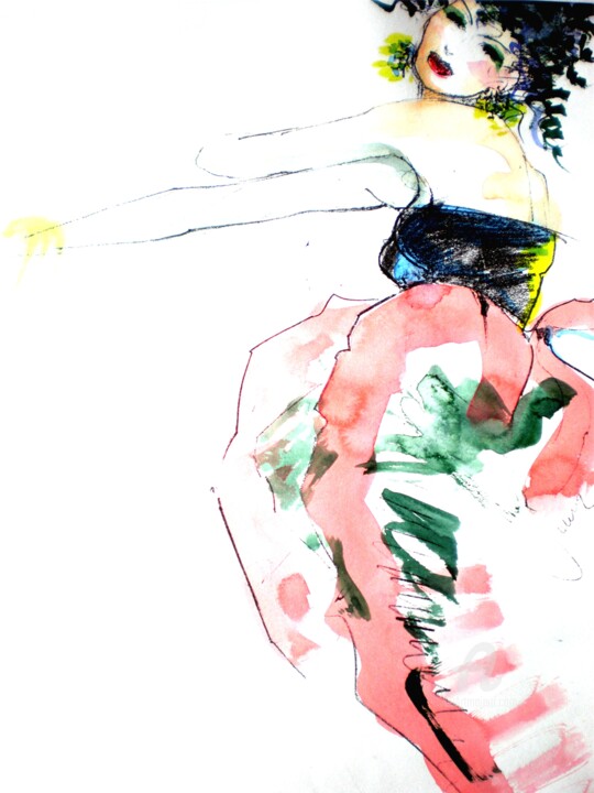 Malerei mit dem Titel "Mizuko" von Claire, Original-Kunstwerk, Aquarell