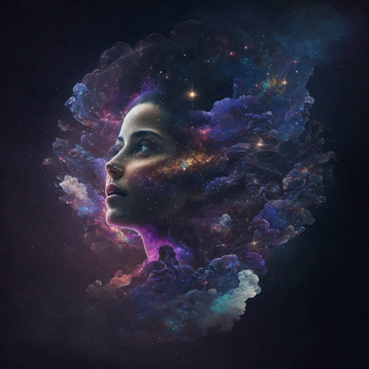 Arts numériques intitulée "Woman cosmos 3" par Claire Ai Art, Œuvre d'art originale, Image générée par l'IA
