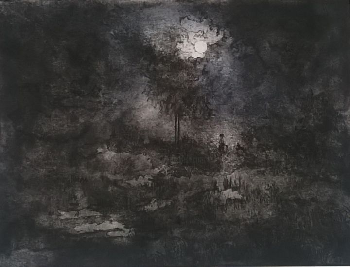 Impressões e gravuras intitulada "série clair de lune" por Claire Anna, Obras de arte originais, Água forte