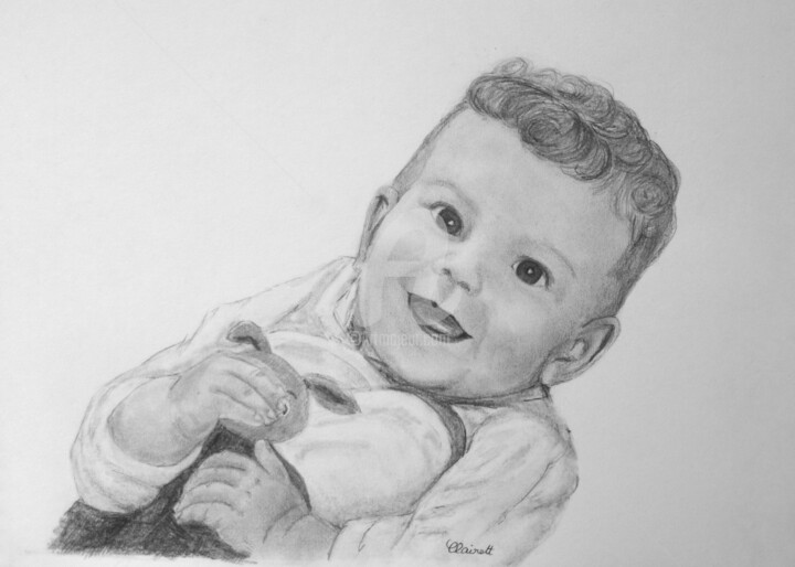 Dessin intitulée "Anna : Bébé tout so…" par Claire Arnoult, Œuvre d'art originale, Graphite