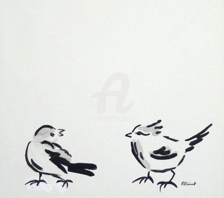 Disegno intitolato "Oiseau-05.jpg" da Claire Arnoult, Opera d'arte originale, Inchiostro
