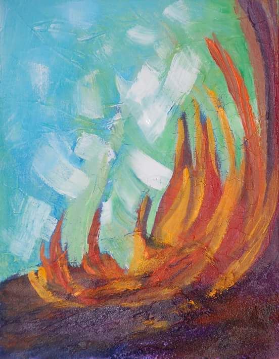 Peinture intitulée "De feu et de glace." par Claire Bizier, Œuvre d'art originale