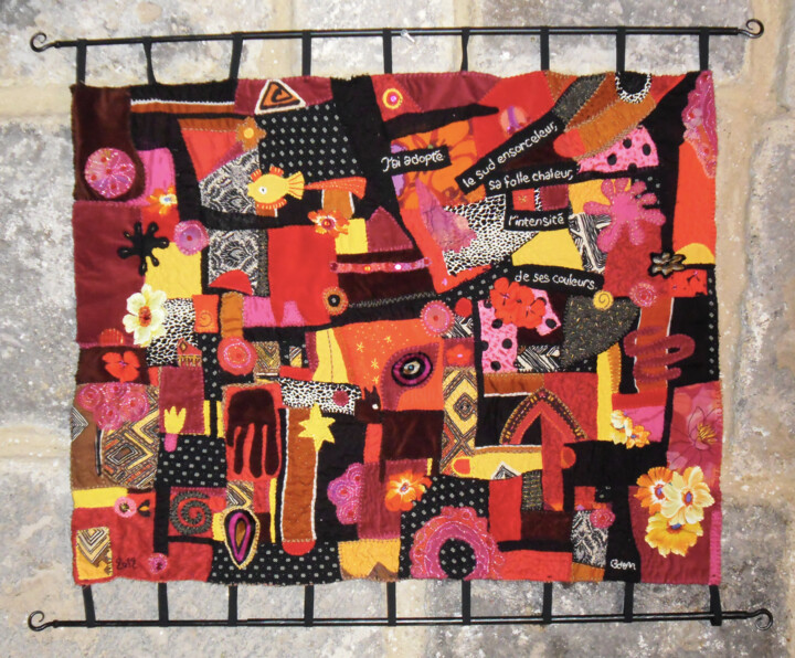Textilkunst mit dem Titel "Tenture du Sud" von Claire De Montardy, Original-Kunstwerk, Stoff