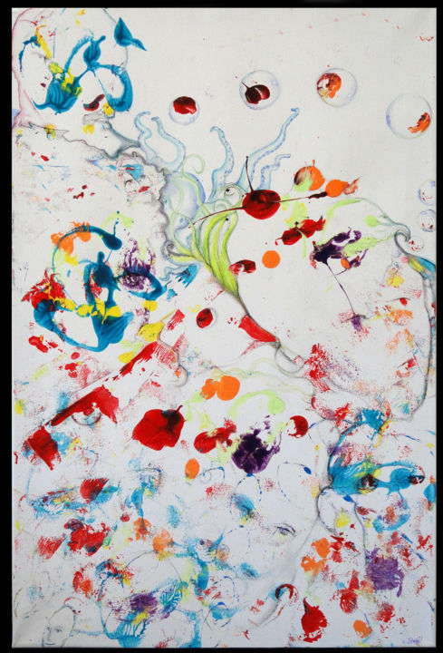 Peinture intitulée "Pieuvres noyées dan…" par Debruyne Claire, Œuvre d'art originale, Acrylique