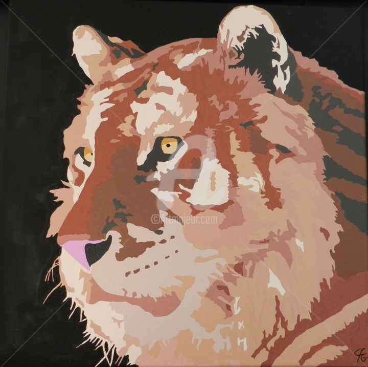 Painting titled "Tigre" by Claire Fleur-Gilles, Original Artwork, Gouache