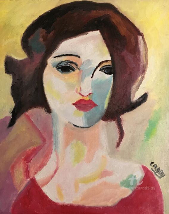 Painting titled ""Natacha"" by Claire Marie Gay, Original Artwork, Oil Mounted on Wood Panel