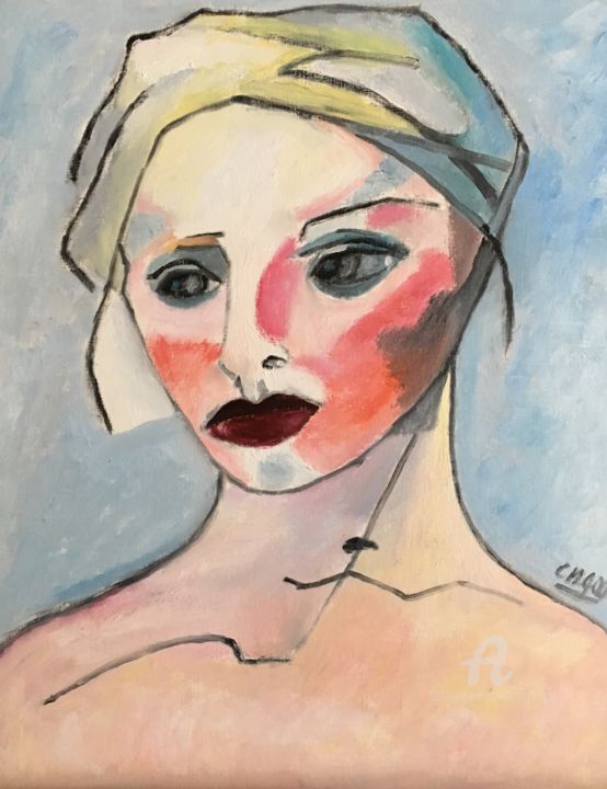 Painting titled ""Marthe"" by Claire Marie Gay, Original Artwork, Oil Mounted on Wood Panel
