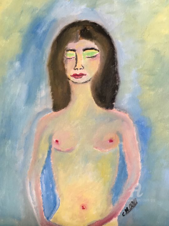 Картина под названием ""Eve, dans ses pens…" - Claire Marie Gay, Подлинное произведение искусства, Масло Установлен на Дерев…