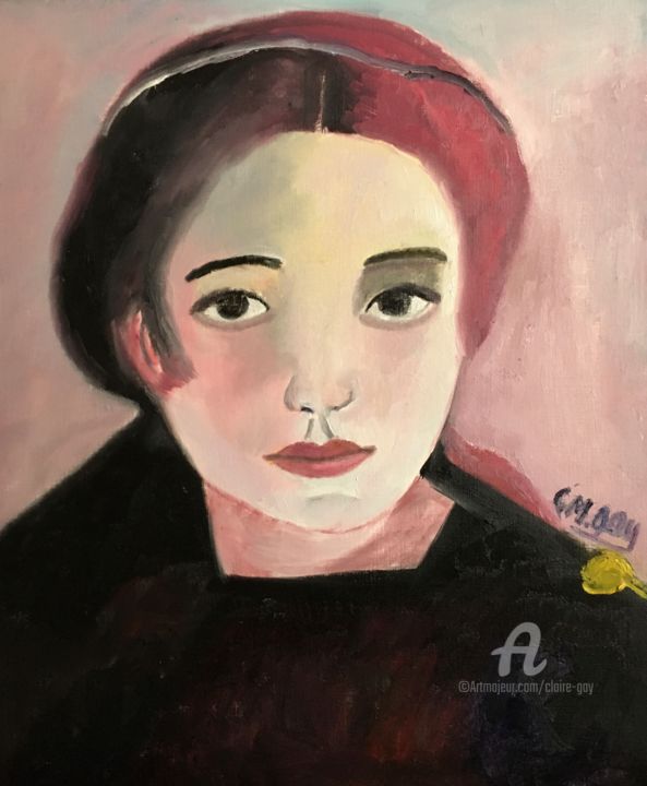 Painting titled ""Claudine"" by Claire Marie Gay, Original Artwork, Oil Mounted on Wood Panel