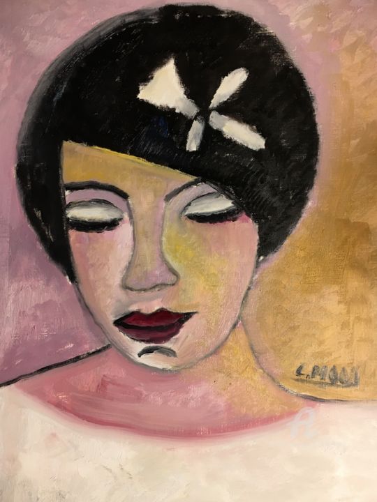 Ζωγραφική με τίτλο ""Les larmes de Mick…" από Claire Marie Gay, Αυθεντικά έργα τέχνης, Λάδι Τοποθετήθηκε στο Ξύλινο πάνελ