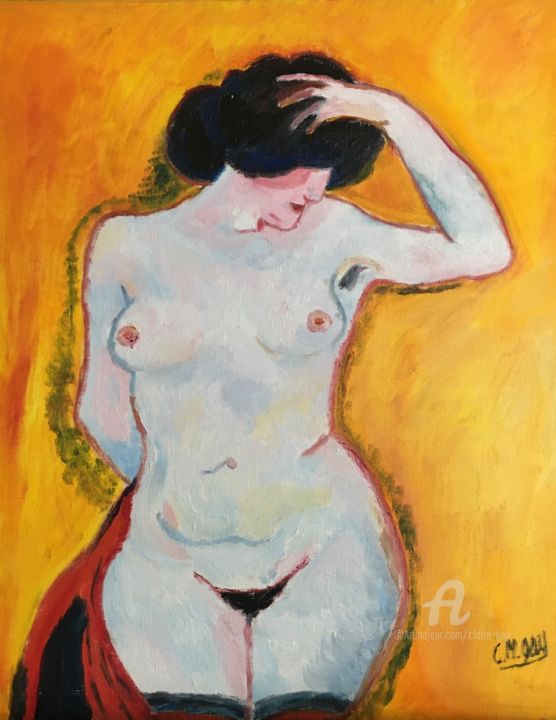 Painting titled ""Amour"" by Claire Marie Gay, Original Artwork, Oil Mounted on Wood Panel