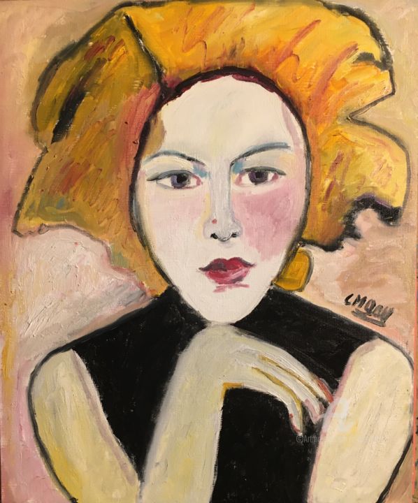 Painting titled ""Jessy"" by Claire Marie Gay, Original Artwork, Oil Mounted on Wood Panel
