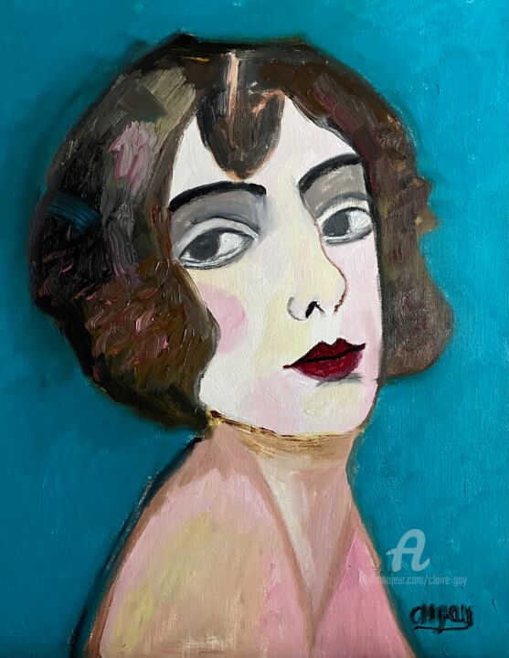 Painting titled ""Lili Elbe 2"" by Claire Marie Gay, Original Artwork, Oil Mounted on Wood Panel