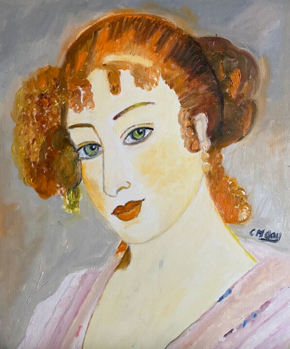 Картина под названием ""Lady"" - Claire Marie Gay, Подлинное произведение искусства, Масло Установлен на Деревянная панель